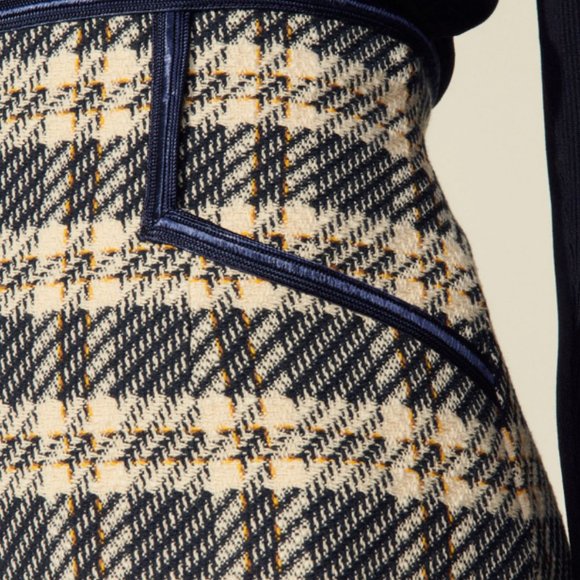 Sandro Blue/Yellow Tweed Matching Skirt - Picture 3 of 3